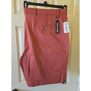 Roundtree & Yorke Casuals Classic Fit Flat Front Big Man Shorts Red Mens 44x9